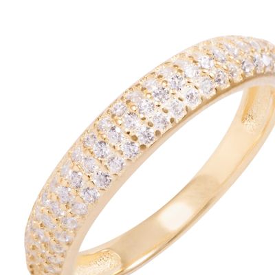 Imagen 2 del producto Anillo Revestido Oro 18kt Triple Medio Cintillo Circonitas