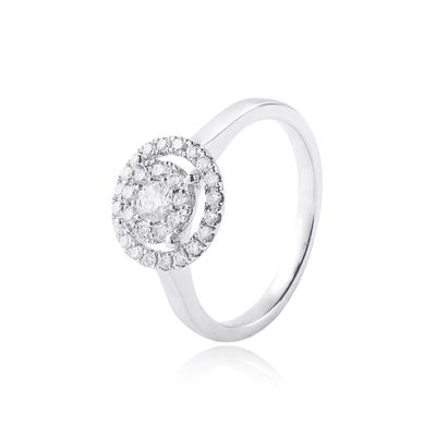 Anillo Oro Blanco 18kt Roseta Diamantes 40Pts