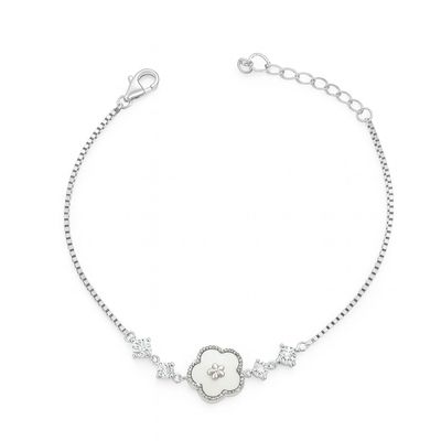 Imagen 1 del producto Pulsera de Plata Esterlina 925 Flor de Nácar con Circonita
