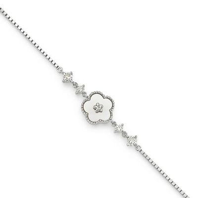 Imagen 2 del producto Pulsera de Plata Esterlina 925 Flor de Nácar con Circonita