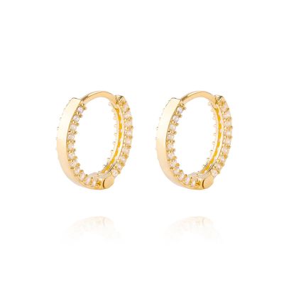 Aros de Oro 18kt Argollas Circon de 11mm