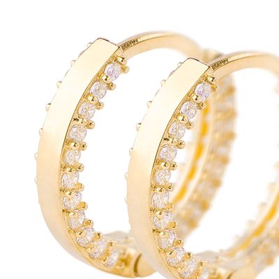Imagen 2 del producto Aros de Oro 18kt Argollas Circon de 11mm