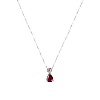 Imagen 2 del producto Collar Oro Blanco 18kt Diamantes 4 Pts y 40 Pts Rubí