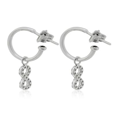 Imagen 2 del producto Aros de Plata Esterlina 925 Argollas Infinito Circonitas