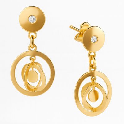 Imagen 2 del producto Aros Oro Amarillo 18kt Circonita Doble Circulo