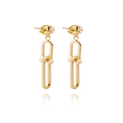 Imagen 2 del producto Aros de Plata Esterlina 925 Bolita Cadena  Revestido en Oro 18kt