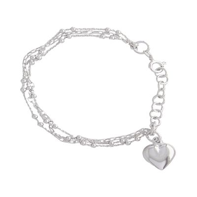 Pulsera de Plata Esterlina 925 Corazón Colgante