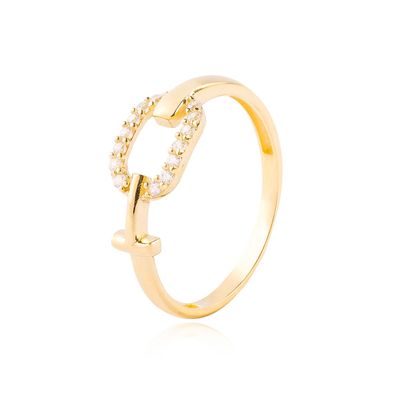 Anillo de Oro 18kt Hebilla Circon