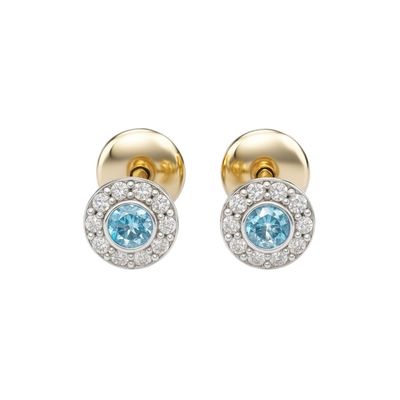 Imagen 2 del producto Aros de Oro 18kt Circulo de Agua Marina