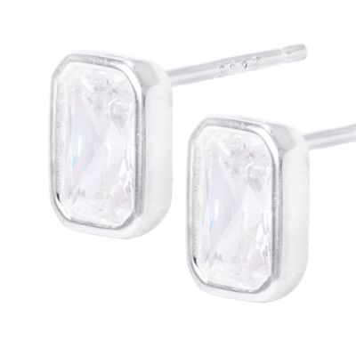 Imagen 2 del producto Aros de Plata Esterlina Rectangular Con Circonita