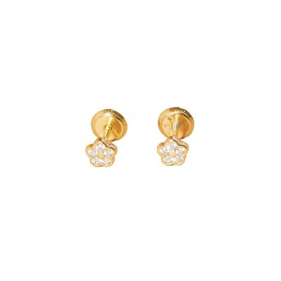 Aros de Oro 18kt Flor Circonitas