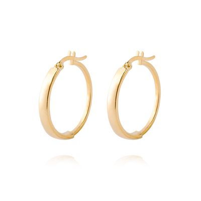 Aros de Oro 14kt Argolla Mitad Tubo 20mm