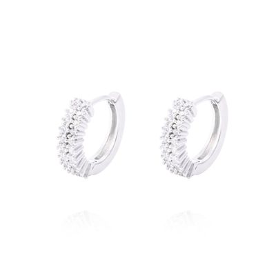 Imagen 1 del producto Aros de Plata Esterlina Argollas Doble Circón