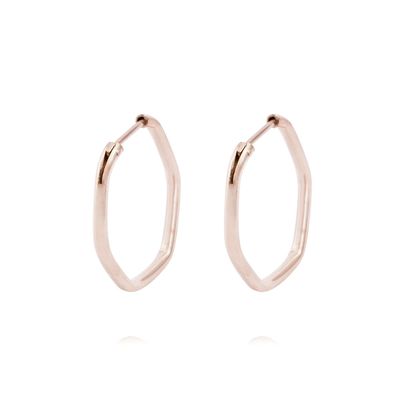 Imagen 1 del producto Aros Oro Miel 18kt  Hexagonal 15mm