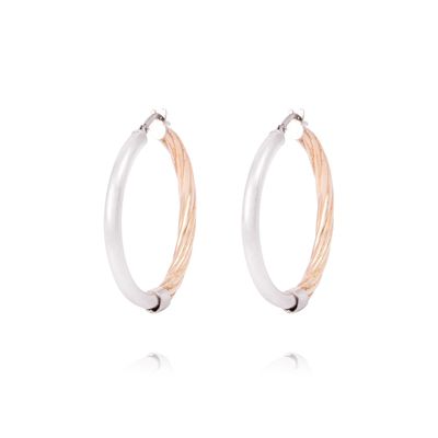 Aros de Plata Esterlina 925 Argollas Bicolor Revestido en Oro 18kt