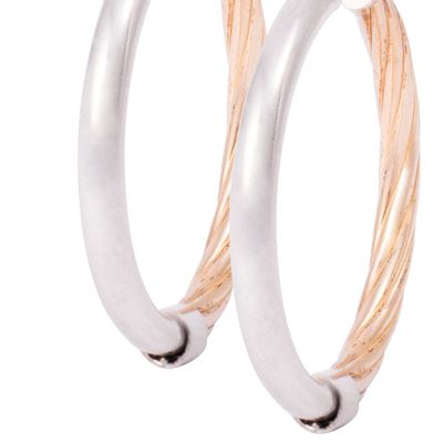 Imagen 2 del producto Aros de Plata Esterlina 925 Argollas Bicolor Revestido en Oro 18kt