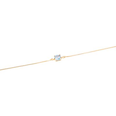 Pulsera Oro Amarillo 18kt Diamante 2x0,5 Pts y Topacio Azul