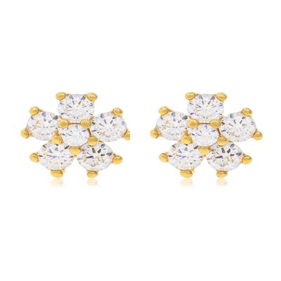 Aros de Oro 18kt Modelo Flor 6 circones
