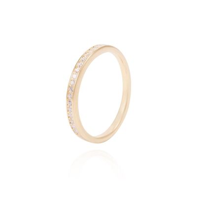 Anillo Revestido en Oro 18kt Medio Cintillo Con Circonita