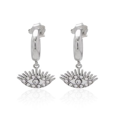 Imagen 1 del producto Aros de Plata Esterlina 925 Argollas Ojo Circonita