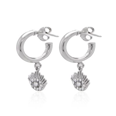 Imagen 2 del producto Aros de Plata Esterlina 925 Argollas Ojo Circonita