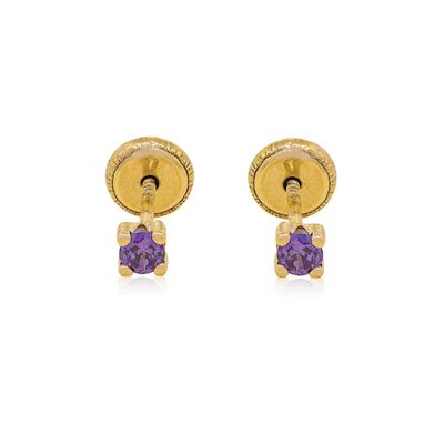 Imagen 2 del producto Aros de Oro 18kt Amatista Piedra 2,5mm