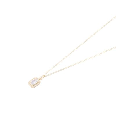 Collar Revestido en Oro 18kt Rectangulo Circon
