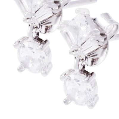 Imagen 2 del producto Aros de Plata Esterlina Dúo de Luz Colgante con Circonita