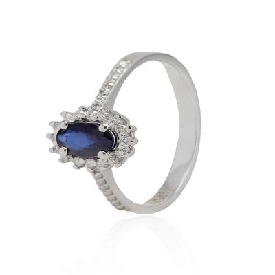 Imagen 1 del producto Anillo Compromiso Oro Blanco 18kt Diamantes 19 Pts y 48Pts Zafiro