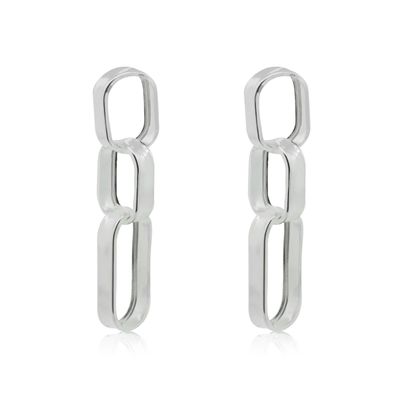 Imagen 2 del producto Aros de Plata Esterlina 925 Tres Eslabones