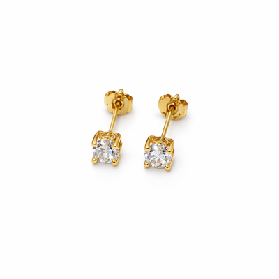 Imagen 2 del producto Aros Oro Amarillo 18kt Circonita Central 4MM