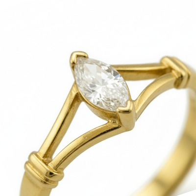 Imagen 2 del producto Anillo Oro 18kt Platino Solitario Navette Circonita