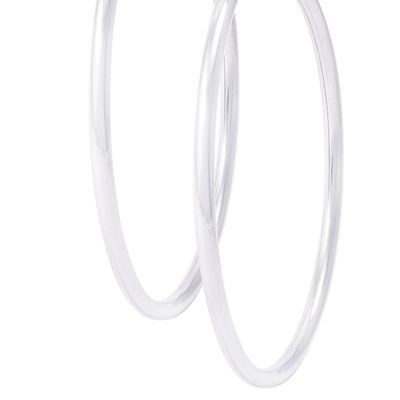 Imagen 2 del producto Aros de Plata Esterlina Argollas Grandes Lisas