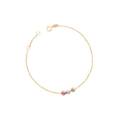 Pulsera de Oro 18kt Bolitas Tricolores