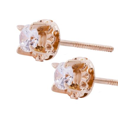 Imagen 2 del producto Aros Oro Miel 18kt Chatón Circón 4mm