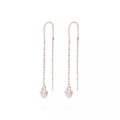 Aros Oro Miel de 18kt  Cadena Corazón