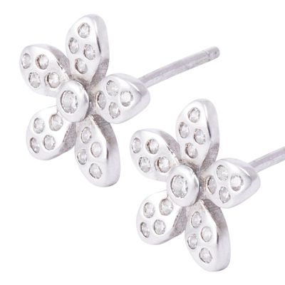 Imagen 2 del producto Aros de Plata Esterlina 925 Flor Pétalo Circonitas