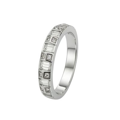 Anillo de Plata Esterlina 925 Corte Baguette y Princesa