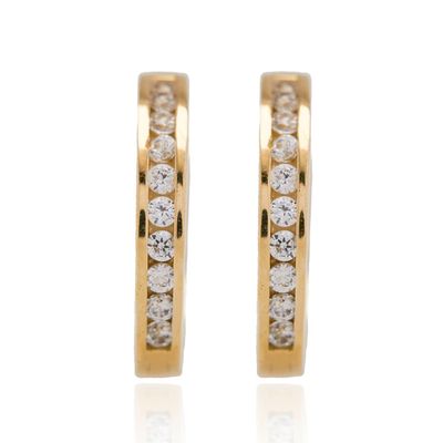 Imagen 2 del producto Aros de Oro 18kt Argollas 1 fila Circón