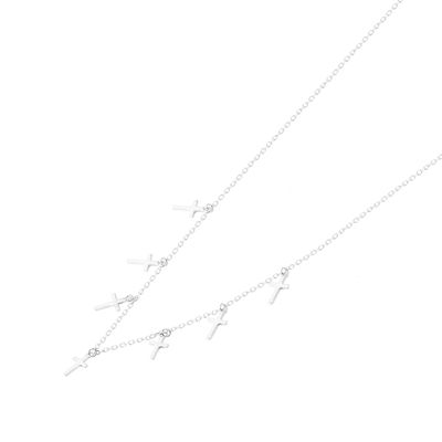 Collar de Plata Esterlina 925 Choker Cruces Colgantes