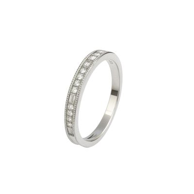 Anillo Plata Esterlina 925 Cintillo Baguette con Circonita