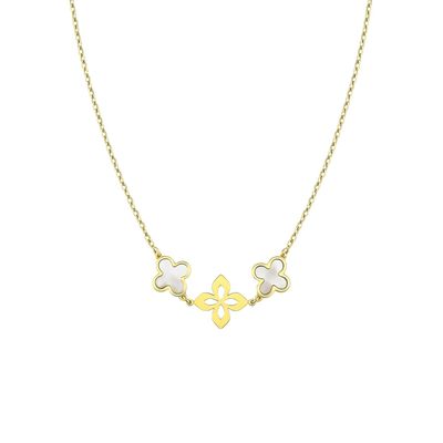 Collar Oro Amarillo 18kt Trébol Nacar