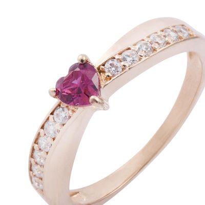 Imagen 2 del producto Anillo Oro Miel 18kt Corazón Central y Riel