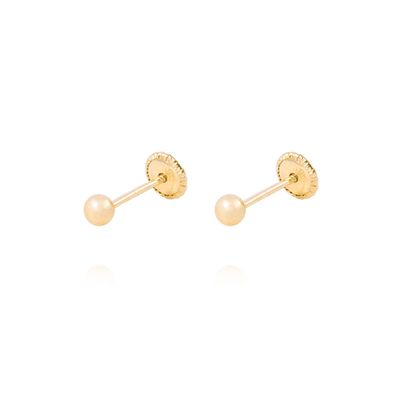 Aros de Oro 14KT Bolita Solida 3mm