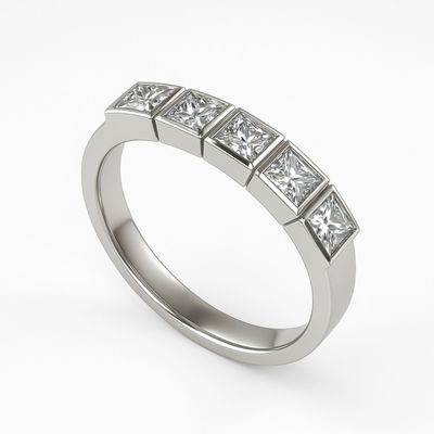 Anillo Oro Blanco 18kt Circonita Corte Princesa