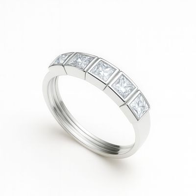 Imagen 2 del producto Anillo Oro Blanco 18kt Circonita Corte Princesa