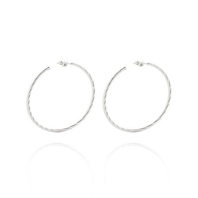 Imagen 2 del producto Aros de Plata Esterlina 925 Argollas Torcidas 45mm