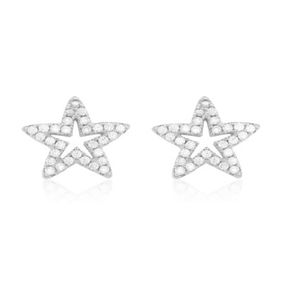 Aros de Plata Esterlina 925 Estrella Circon