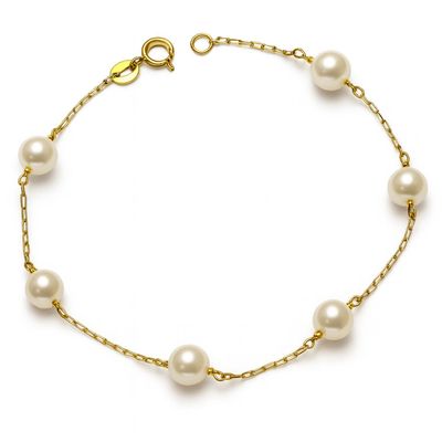 Pulsera Oro Amarillo 18Kt Perlas Cultivadas 4mm