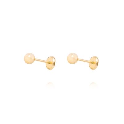 Aros de Oro 9kt Bolita Solida 4mm
